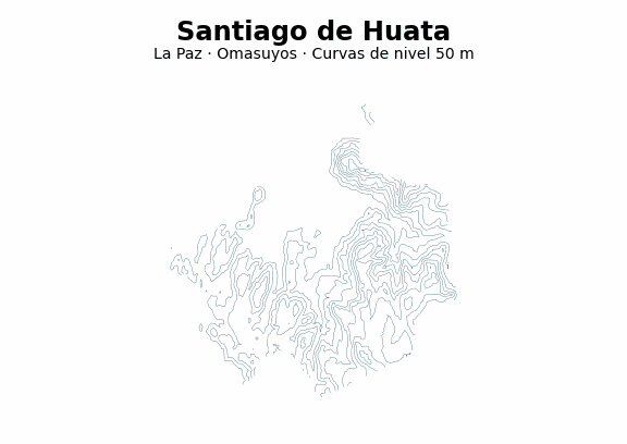 Curvas de nivel cada 50 m - Municipio de Santiago de Huata, La Paz