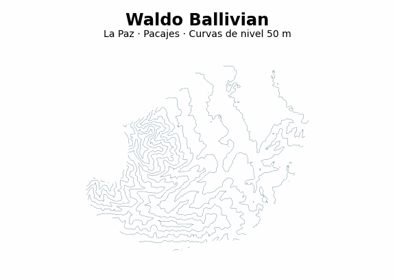 Curvas de nivel cada 50 m - Municipio de Waldo Ballivian, La Paz