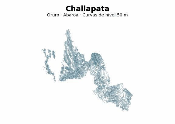 Curvas de nivel cada 50 m - Municipio de Challapata, Oruro