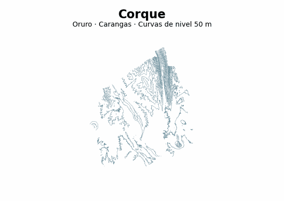 Curvas de nivel cada 50 m - Municipio de Corque, Oruro