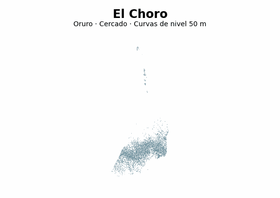Curvas de nivel cada 50 m - Municipio de El Choro, Oruro