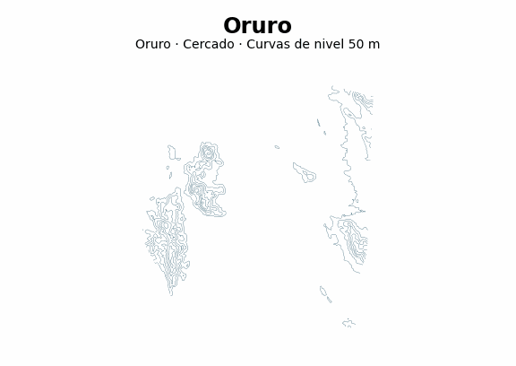 Curvas de nivel cada 50 m - Municipio de Oruro, Oruro