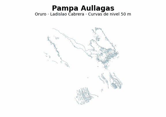 Curvas de nivel cada 50 m - Municipio de Pampa Aullagas, Oruro