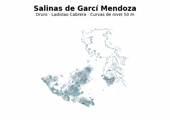 Curvas de nivel cada 50 m - Municipio de Salinas de Garcí Mendoza, Oruro