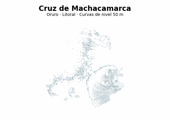 Curvas de nivel cada 50 m - Municipio de Cruz de Machacamarca, Oruro