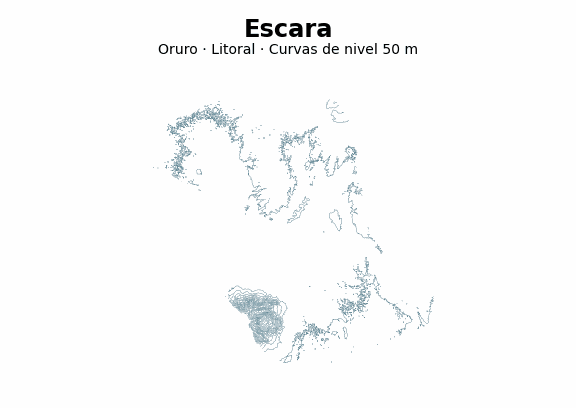 Curvas de nivel cada 50 m - Municipio de Escara, Oruro