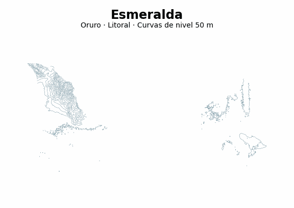 Curvas de nivel cada 50 m - Municipio de Esmeralda, Oruro
