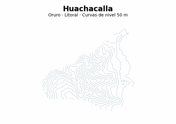 Curvas de nivel cada 50 m - Municipio de Huachacalla, Oruro