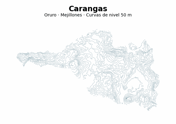 Curvas de nivel cada 50 m - Municipio de Carangas, Oruro