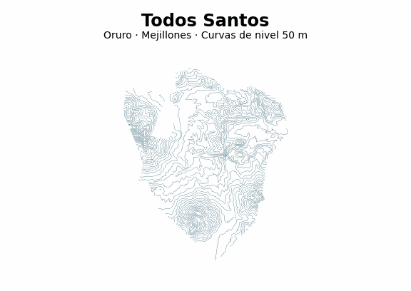 Curvas de nivel cada 50 m - Municipio de Todos Santos, Oruro
