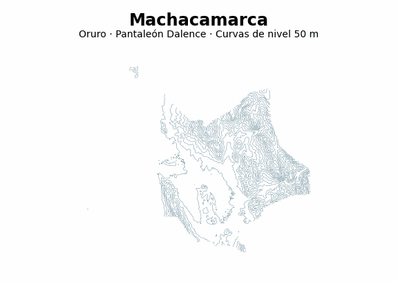 Curvas de nivel cada 50 m - Municipio de Machacamarca, Oruro