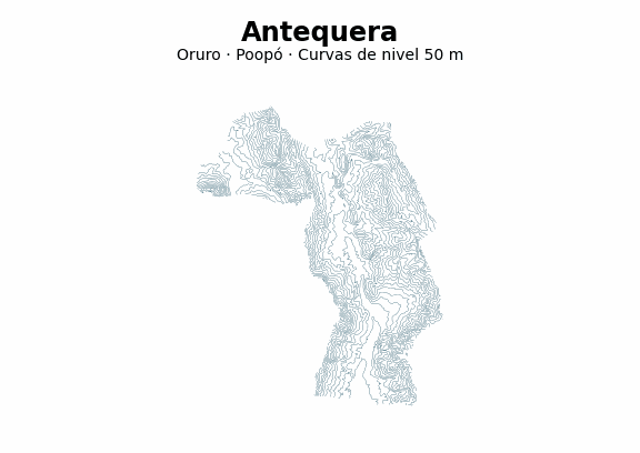 Curvas de nivel cada 50 m - Municipio de Antequera, Oruro