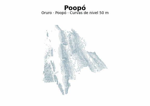 Curvas de nivel cada 50 m - Municipio de Poopó, Oruro