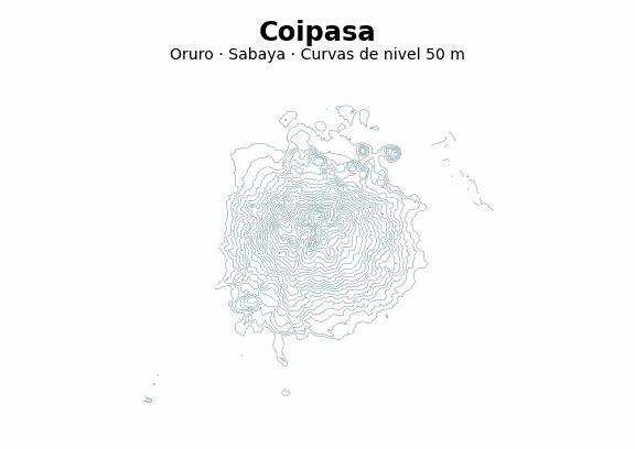 Curvas de nivel cada 50 m - Municipio de Coipasa, Oruro
