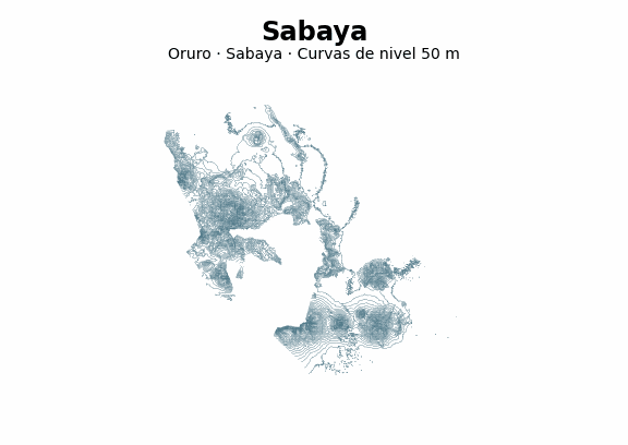 Curvas de nivel cada 50 m - Municipio de Sabaya, Oruro