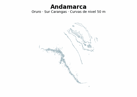 Curvas de nivel cada 50 m - Municipio de Andamarca, Oruro