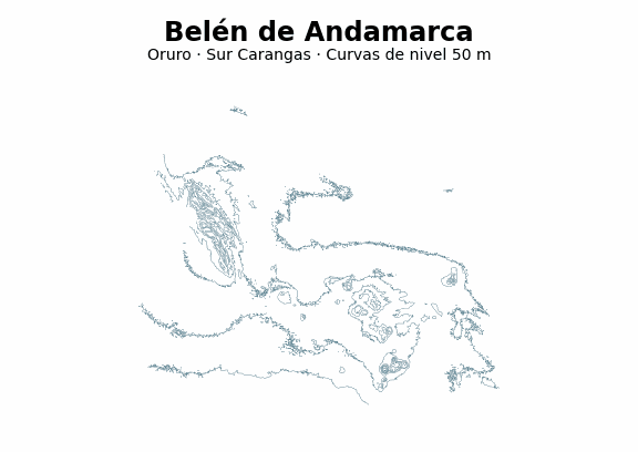 Curvas de nivel cada 50 m - Municipio de Belén de Andamarca, Oruro