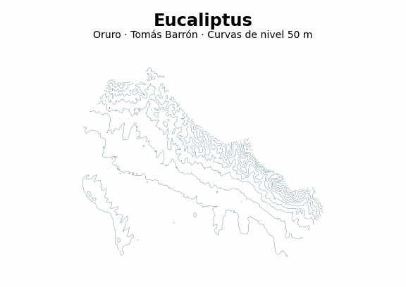 Curvas de nivel cada 50 m - Municipio de Eucaliptus, Oruro