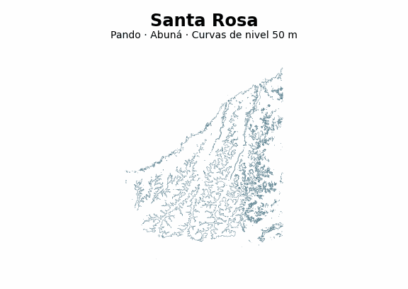 Curvas de nivel cada 50 m - Municipio de Santa Rosa, Pando