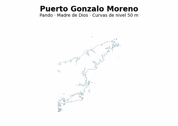 Curvas de nivel cada 50 m - Municipio de Puerto Gonzalo Moreno, Pando