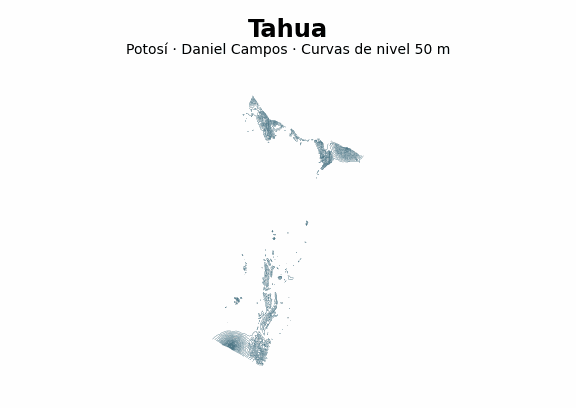 Curvas de nivel cada 50 m - Municipio de Tahua, Potosí