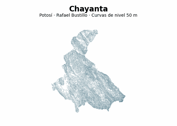 Curvas de nivel cada 50 m - Municipio de Chayanta, Potosí
