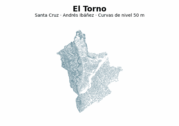 Curvas de nivel cada 50 m - Municipio de El Torno, Santa Cruz