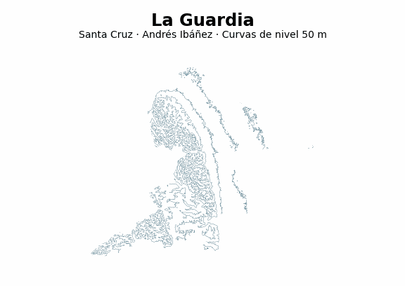Curvas de nivel cada 50 m - Municipio de La Guardia, Santa Cruz