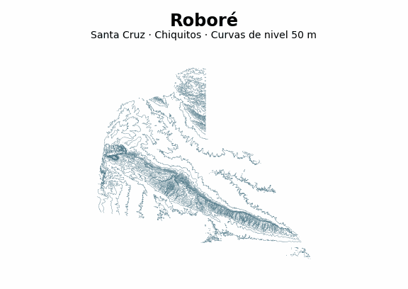 Curvas de nivel cada 50 m - Municipio de Roboré, Santa Cruz