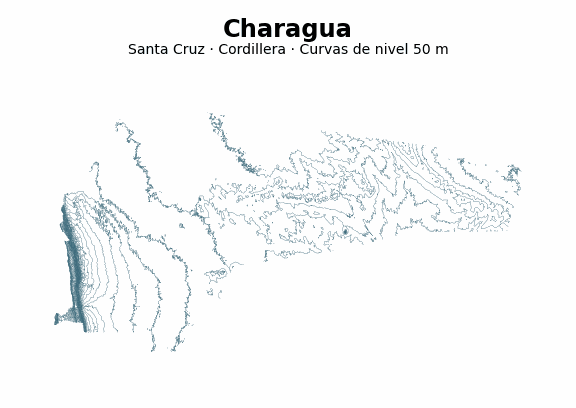 Curvas de nivel cada 50 m - Municipio de Charagua, Santa Cruz