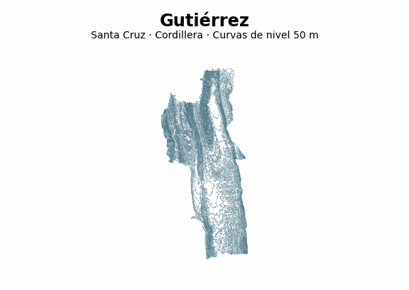Curvas de nivel cada 50 m - Municipio de Gutiérrez, Santa Cruz