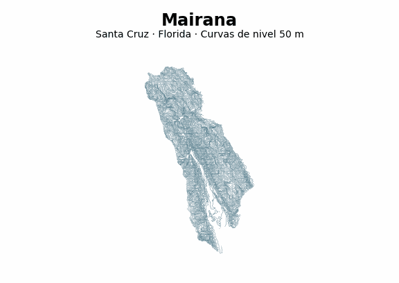 Curvas de nivel cada 50 m - Municipio de Mairana, Santa Cruz