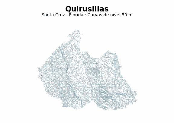 Curvas de nivel cada 50 m - Municipio de Quirusillas, Santa Cruz