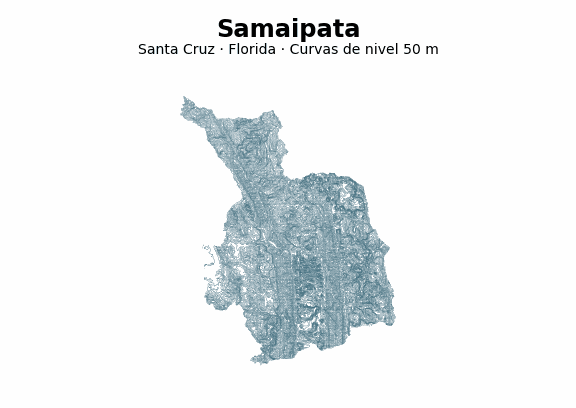 Curvas de nivel cada 50 m - Municipio de Samaipata, Santa Cruz