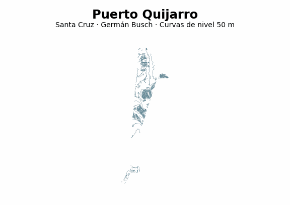 Curvas de nivel cada 50 m - Municipio de Puerto Quijarro, Santa Cruz