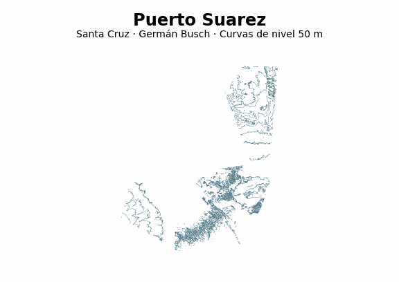 Curvas de nivel cada 50 m - Municipio de Puerto Suarez, Santa Cruz