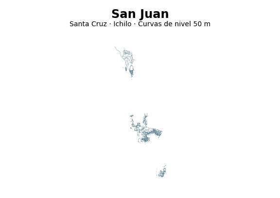 Curvas de nivel cada 50 m - Municipio de San Juan, Santa Cruz