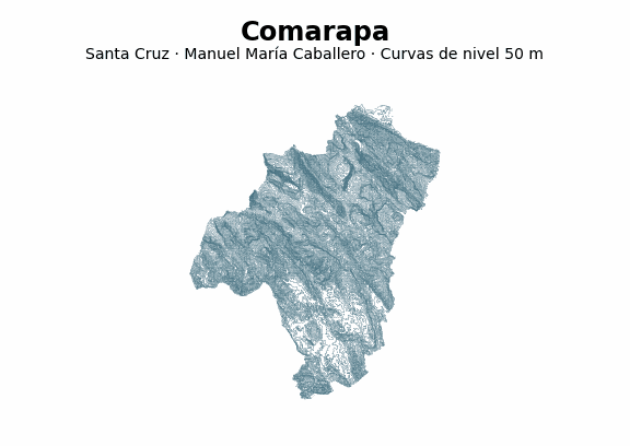 Curvas de nivel cada 50 m - Municipio de Comarapa, Santa Cruz