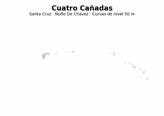 Curvas de nivel cada 50 m - Municipio de Cuatro Cañadas, Santa Cruz