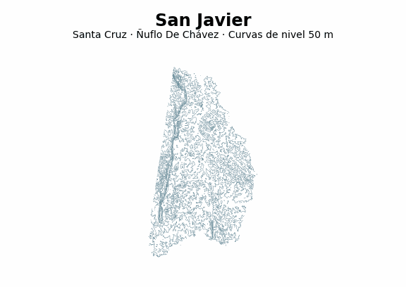 Curvas de nivel cada 50 m - Municipio de San Javier, Santa Cruz
