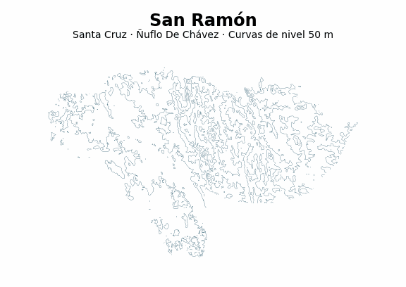 Curvas de nivel cada 50 m - Municipio de San Ramón, Santa Cruz
