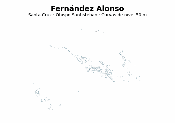Curvas de nivel cada 50 m - Municipio de Fernández Alonso, Santa Cruz