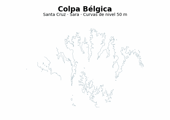 Curvas de nivel cada 50 m - Municipio de Colpa Bélgica, Santa Cruz