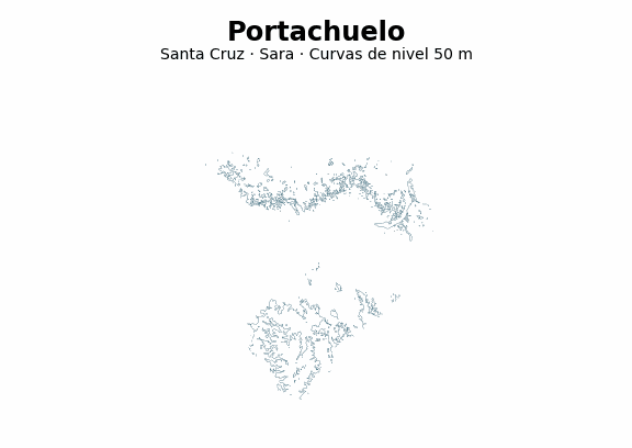 Curvas de nivel cada 50 m - Municipio de Portachuelo, Santa Cruz