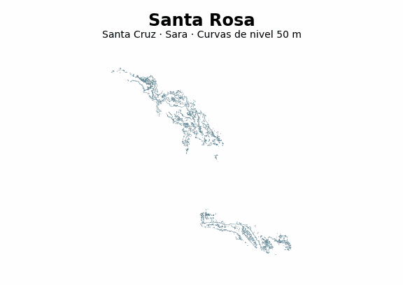 Curvas de nivel cada 50 m - Municipio de Santa Rosa, Santa Cruz