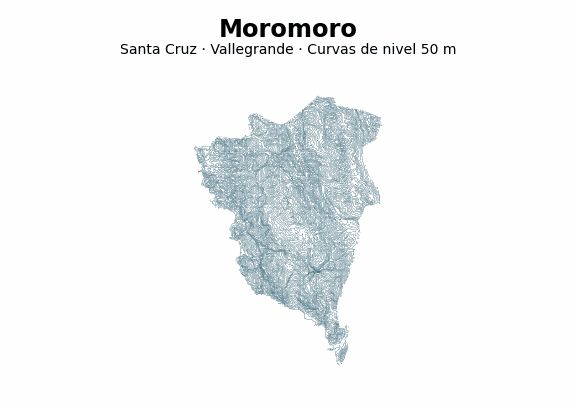 Curvas de nivel cada 50 m - Municipio de Moromoro, Santa Cruz