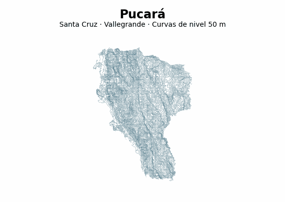 Curvas de nivel cada 50 m - Municipio de Pucará, Santa Cruz