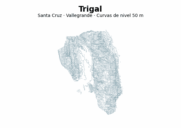 Curvas de nivel cada 50 m - Municipio de Trigal, Santa Cruz
