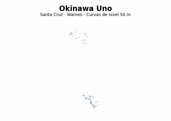 Curvas de nivel cada 50 m - Municipio de Okinawa Uno, Santa Cruz
