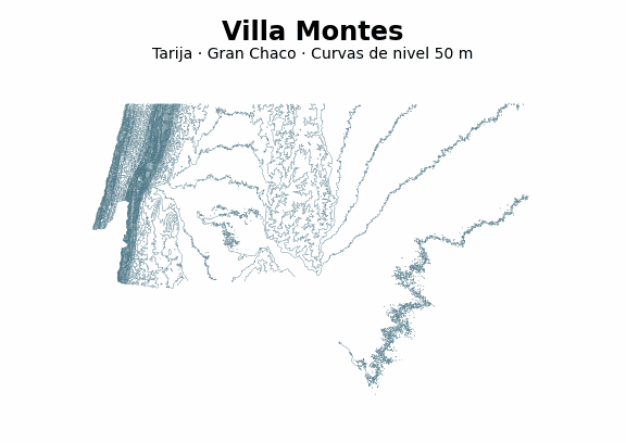Curvas de nivel cada 50 m - Municipio de Villa Montes, Tarija